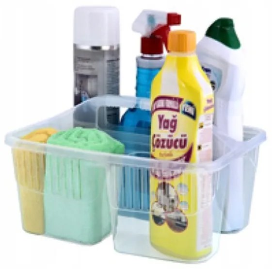 Orion Organizér na čistiace potreby, delený košík, transparentný TINA 30 x 23 x 17 cm