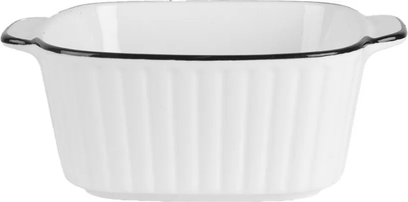 Biela keramická miska s vrúbkami a čiernym okrajom - 15*12*5 cm / 400 ml