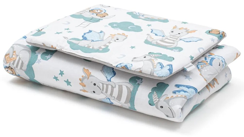 Obojstranný Set z Velvet a bavlny do kočíka New Baby Dráčik