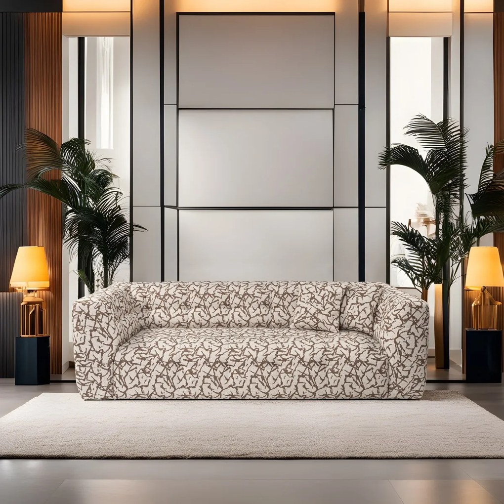 Třímístná pohovka Cady 235 cm béžová se vzorem