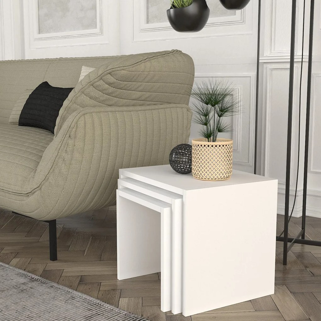 Odkladací stolík Zariel White, 3 ks
