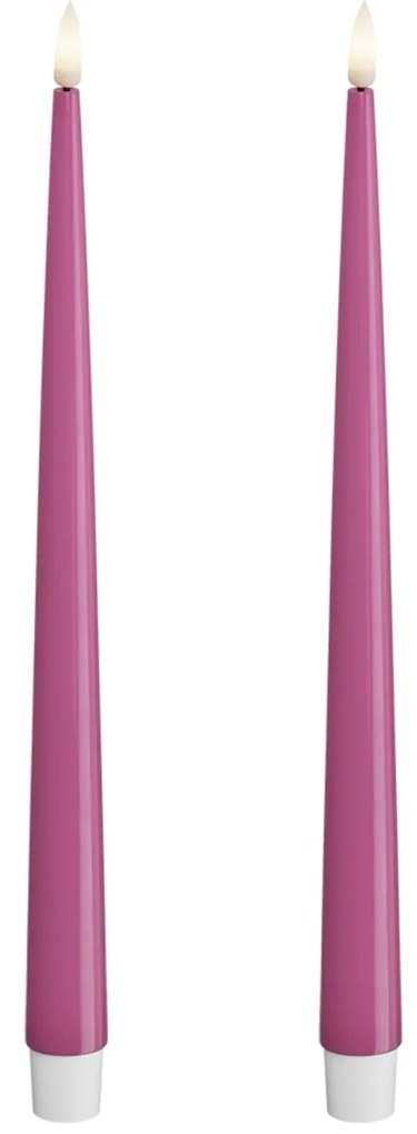 DeluxeHomeart Vysoké LED sviečky Shiny Magenta – set 2 ks
