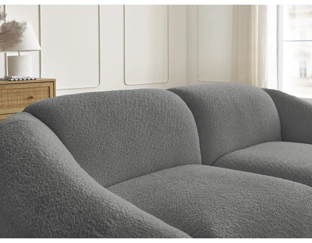 Sivá pohovka z textílie bouclé 230 cm Tina – Bobochic Paris