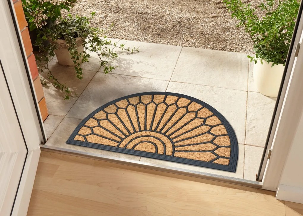 Rohožka Mix Mats Cocos 105685 – na von aj na doma, 45x75 půlkruh, hnedá, chodba / predsieň, Hanse Home