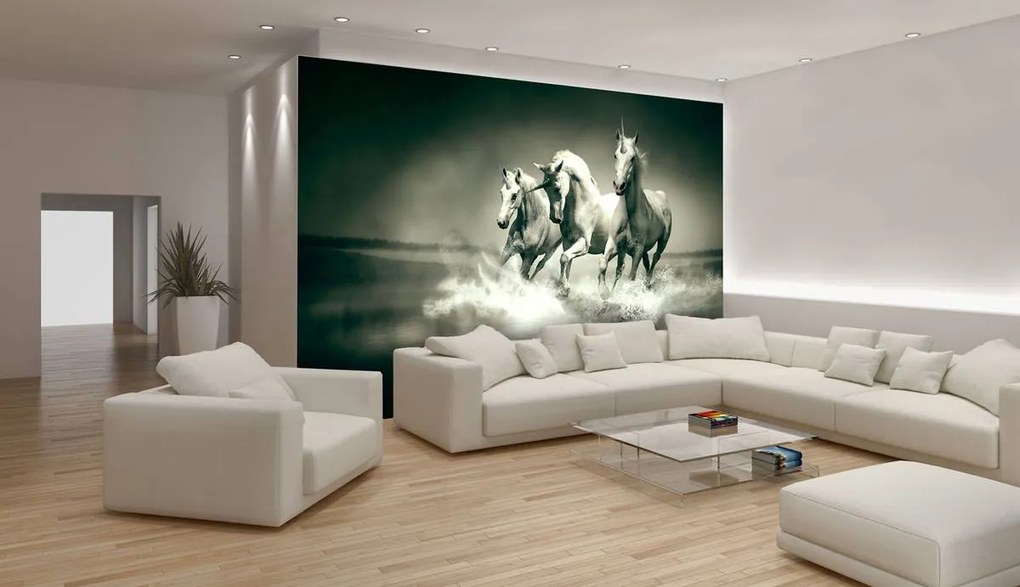 Fototapeta - Jednorožce cválajú na vode (152,5x104 cm)