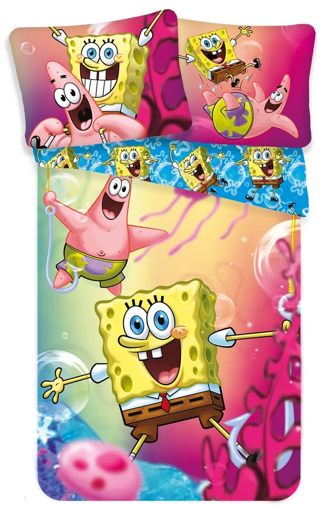 Jerry Fabrics Bavlnené obliečky 140x200 + 70x90 cm - Sponge Bob