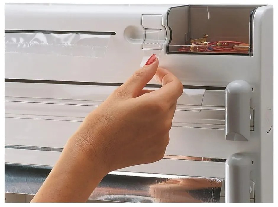 Biely nástenný plastový držiak na fólie a papierové utierky Parat – LEIFHEIT