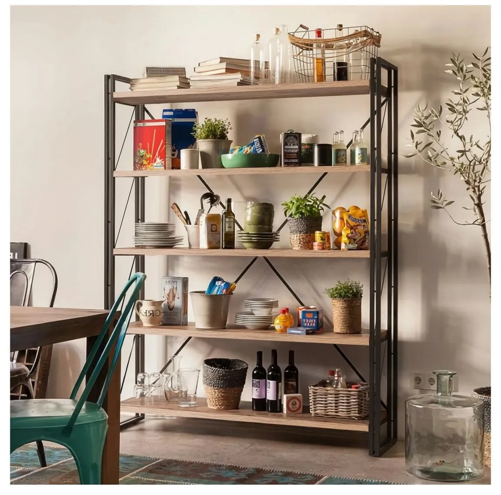 Regálová jednotka Cosmo Fix Black a Atlantic Pine, L
