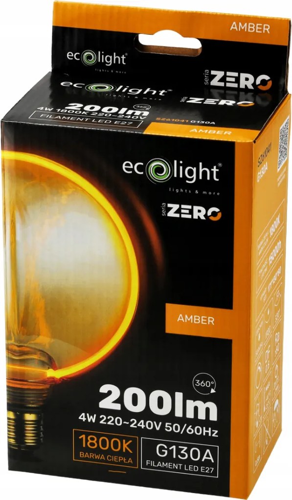 ECOLIGHT Dekoratívna LED žiarovka E27 4W 200lm G130 Amber Retro - rada ZERO