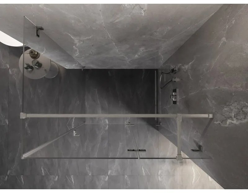 Mexen Lunar T, výklopný sprchový kút pravý 120 x 90 cm, 8mm číre sklo, oceľový profil, 834T-120-090-97-00-P