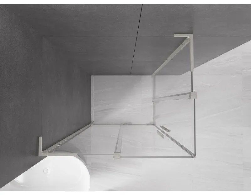 Mexen Velar L Duo, sprchový kút s posuvnými dverami 90 x 80 cm, 8mm číre sklo, brúsená oceľ, 871-090-080-02-03-97