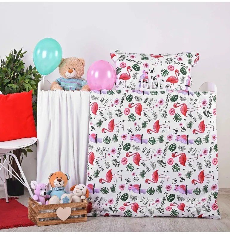 Obliečky detské bavlnené Plameniaky EMI, Detský set 90x130 + 45x65