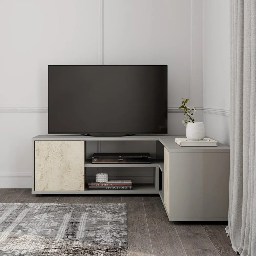 Sivý TV stolík 125x40x120 cm Rosa – Kalune Design