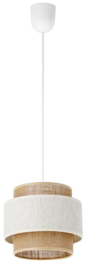 Závesný luster BOHO na lanku 1xE27/60W/230V, priemer 20 cm, krémová/juta