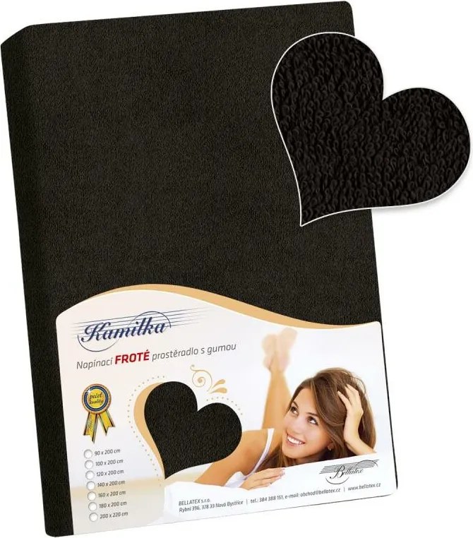 Bellatex Froté prestieradlo Kamilka čierna, 200 x 220 cm