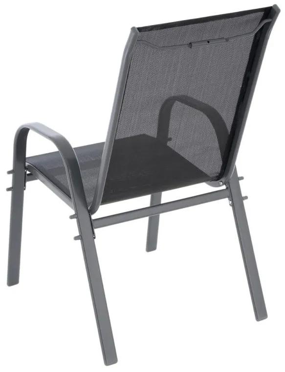 GARTHEN záhradné stohovateľné stoličky, čierna / tm.šedá, 6
