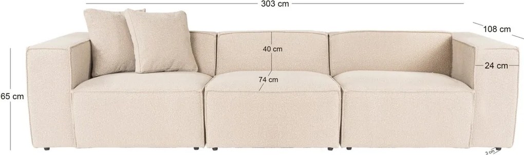 Trojmiestna pohovka Lora 303 cm broskyňová