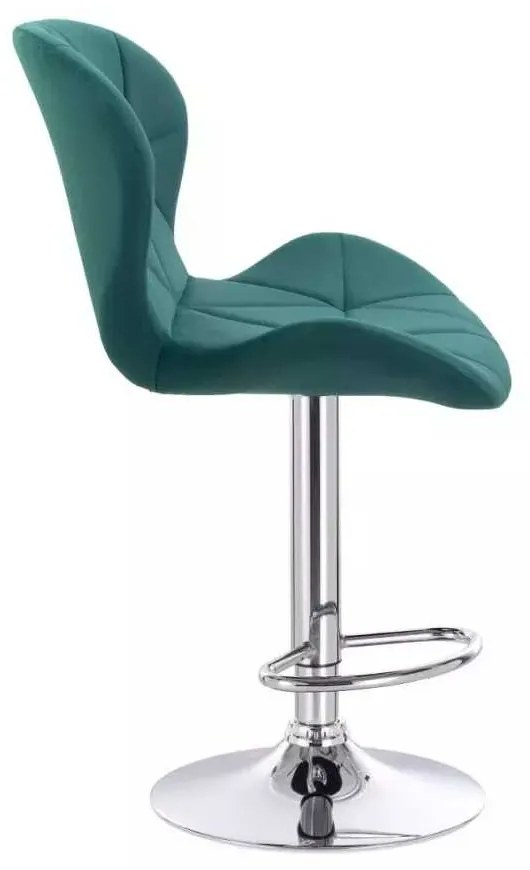 LuxuryForm DESIGN Barová stolička LIVIO VELUR na striebornom tanieri - zelená