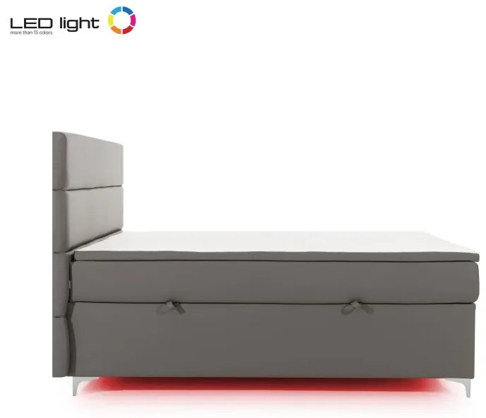 Posteľ Boxspring Amadeus + LED 200x180, béžová (koženka - bao 11)