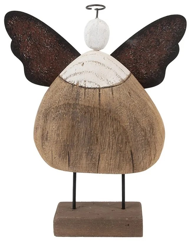 Dekorácia drevená figúrka anjel so srdiečkom Angel Rustic L - 20*6*25 cm