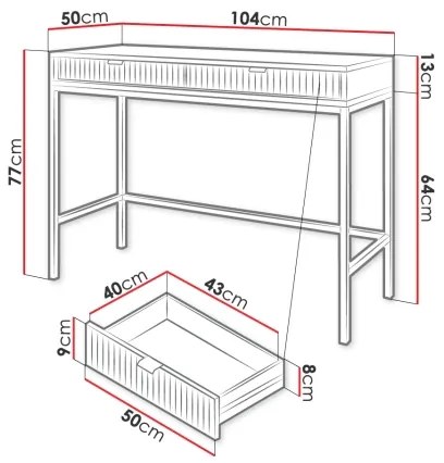Konzolový stolík NOVA 77x104 cm šedá/čierna