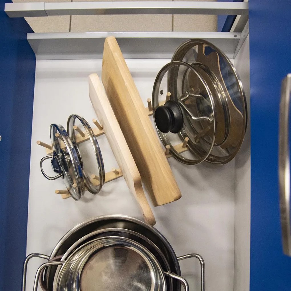 Orion Držiak, stojan na pokrievky, taniere, viečka - 8 pozícií, drevený