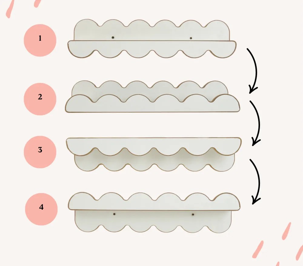 Závesná polica 4v1 s nastaviteľným volánom Biela