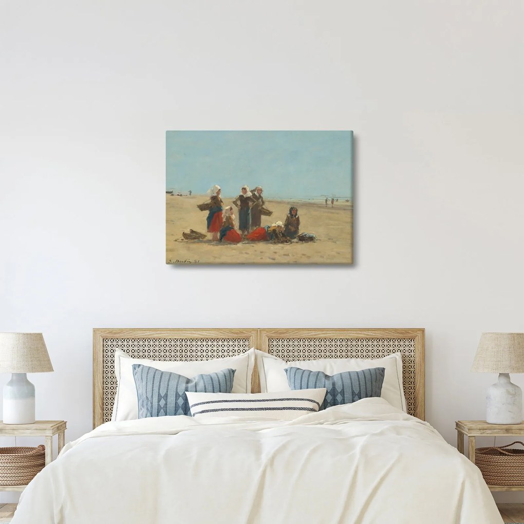 Obraz - Eugène Boudin, Women on the Beach at Berck, reprodukcia (70x50 cm)