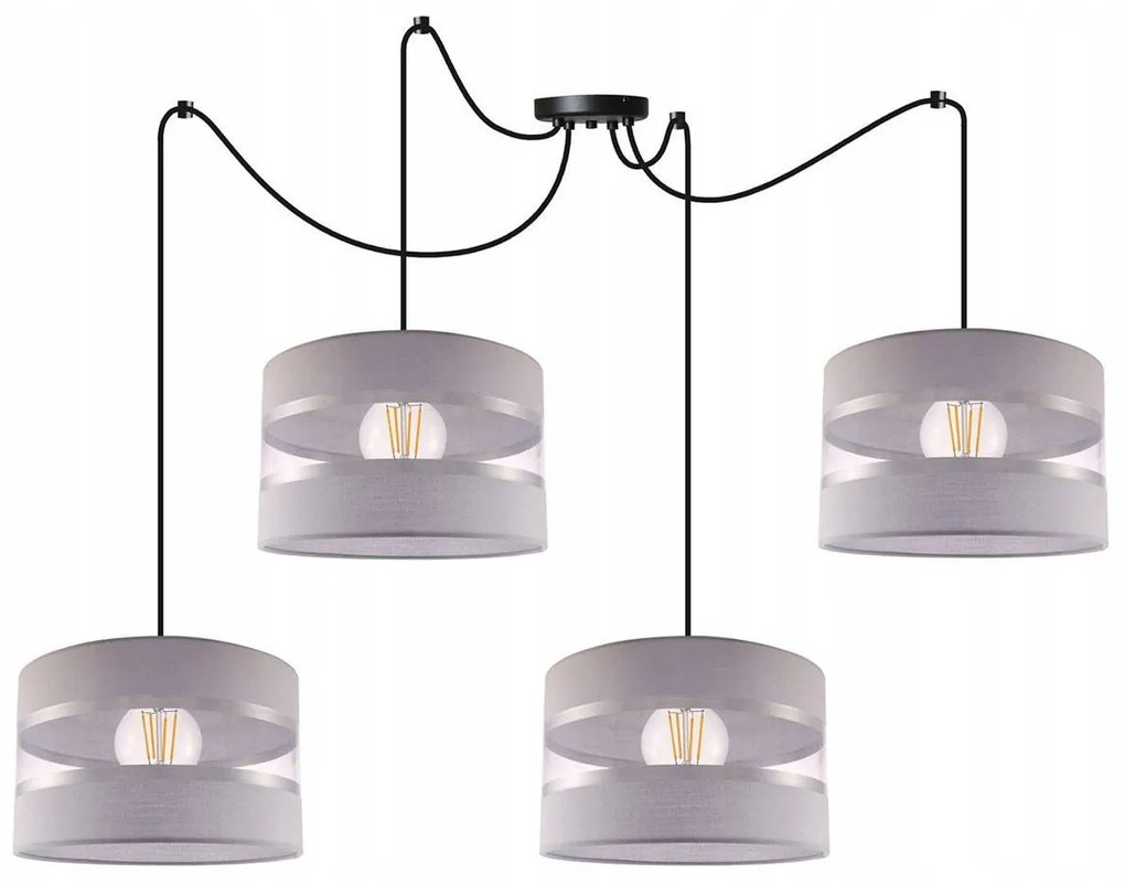 Závesné svietidlo Elegance Spider, 4x textilné tienidlo (mix 3 farieb), (výber z 2 farieb konštrukcie), (fi 35cm)