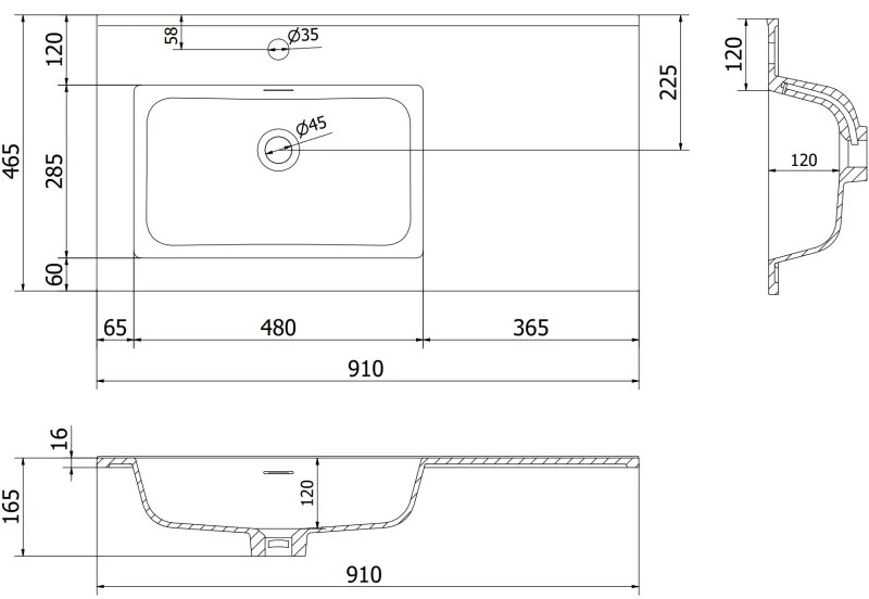 Mexen Orio, kúpeľňová skrinka 90 cm s umývadlom Otis vľavo, 2S, 1D, biela lesklá, 91A13-09047-3-BBFFF00-W18L00