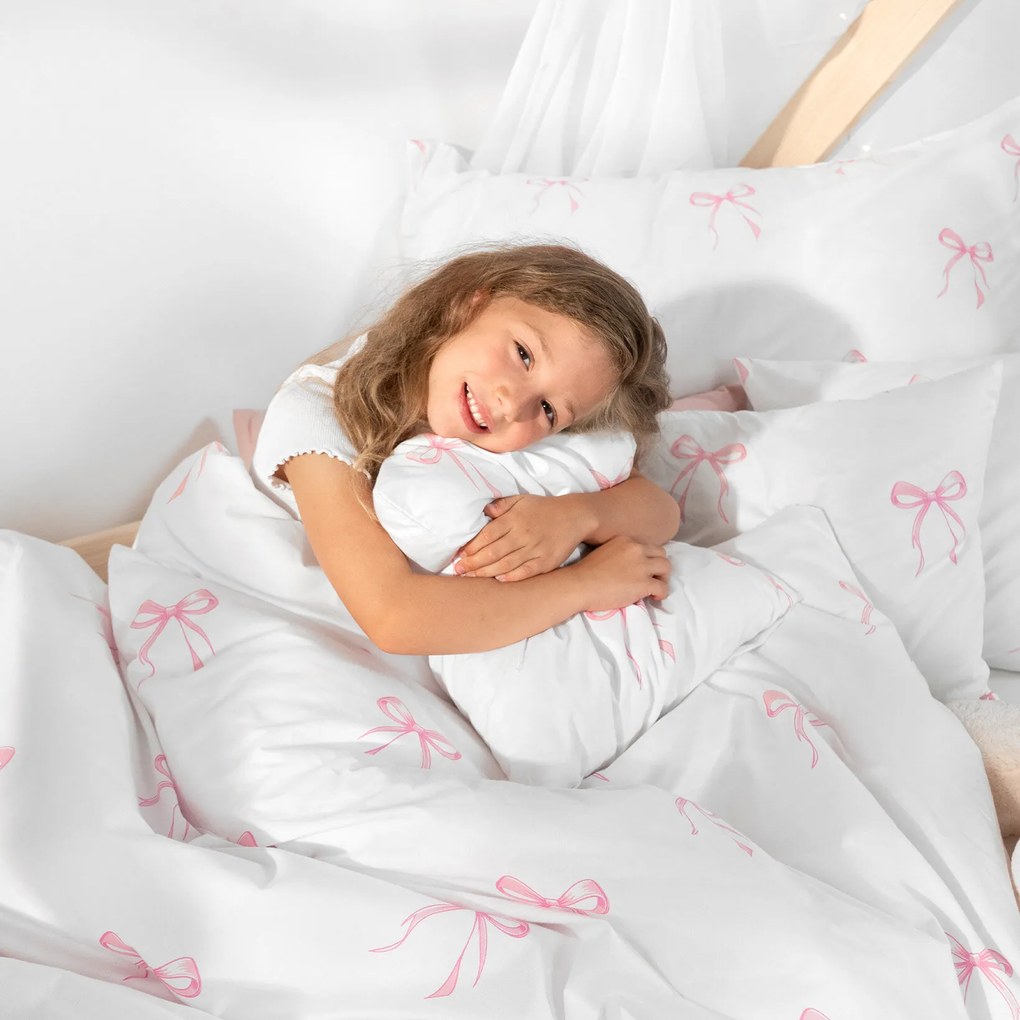 Goldea detská bavlnená obliečka na vankúš - ružové mašličky 30 x 50 cm