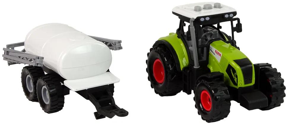 LEAN TOYS Traktor s bielym prívesom