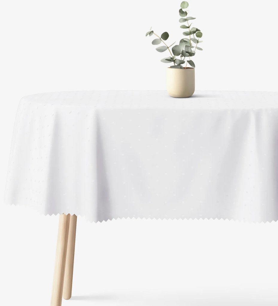 Goldea sviatočný oválny teflónový obrus - biely s lesklými obdĺžnikmi 140 x 240 cm