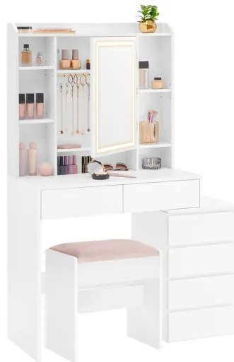 Toaletný stolík s taburetkou a LED osvetlením RDT125W01