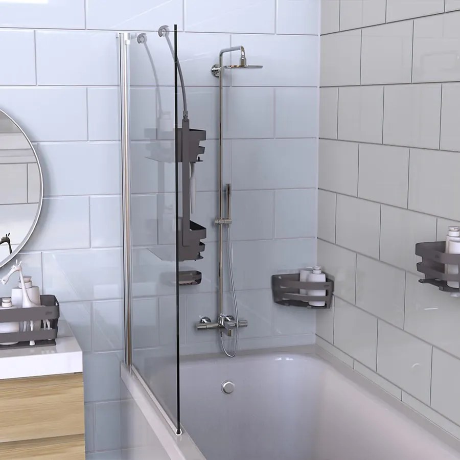 Úložný box na hračky do vane alebo sprchy s dierovaným dnom, sivý BATH