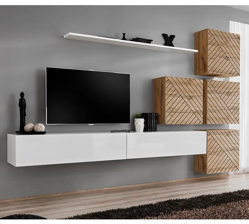 Obývacia Stena Switch IX Line Biela/Wotan