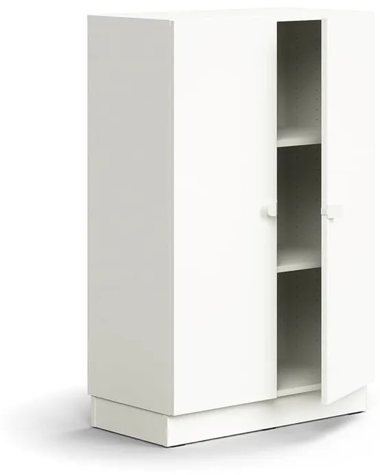 Skriňa QBUS, 2 police, so soklom, s madlom, 1252x800x420 mm, biela