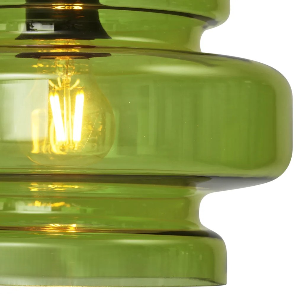 Retro stojaca lampa čierna so zeleným sklom - Denise