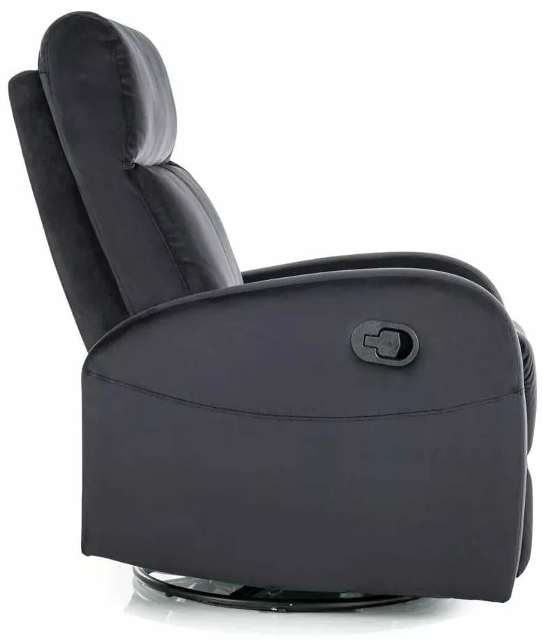Polohovacie kreslo Olimp Velvet, čierna