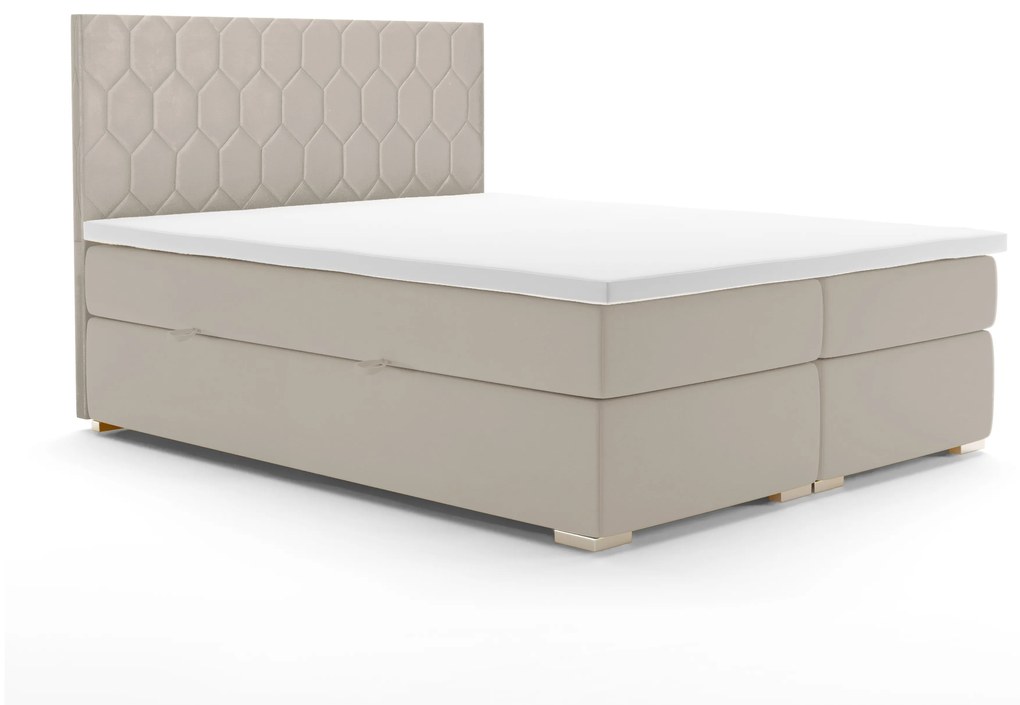 Manželská posteľ Boxspring 160 cm Piranno (béžová) (s úložným priestorom). Akcia -20%. Vlastná spoľahlivá doprava až k Vám domov. 1044284