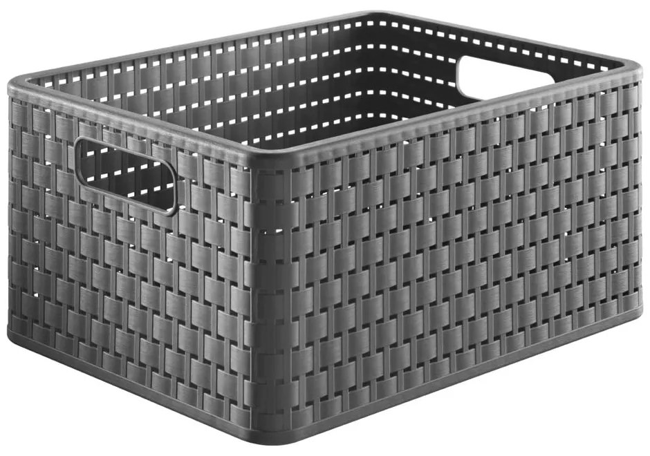 Tmavosivý úložný košík z recyklovaného plastu Country - Rotho