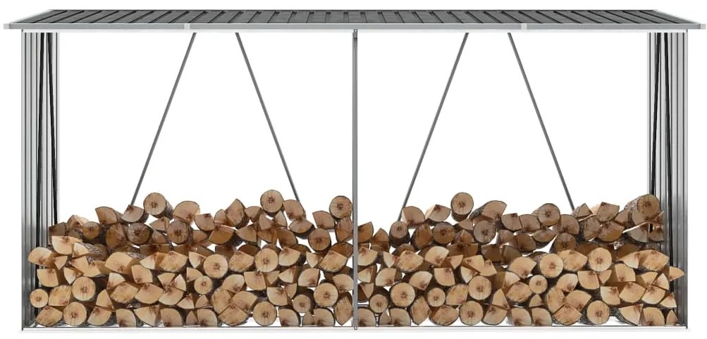 Záhradná kôlňa na drevo galvanizovaná oceľ 330x84x152 cm antracitová