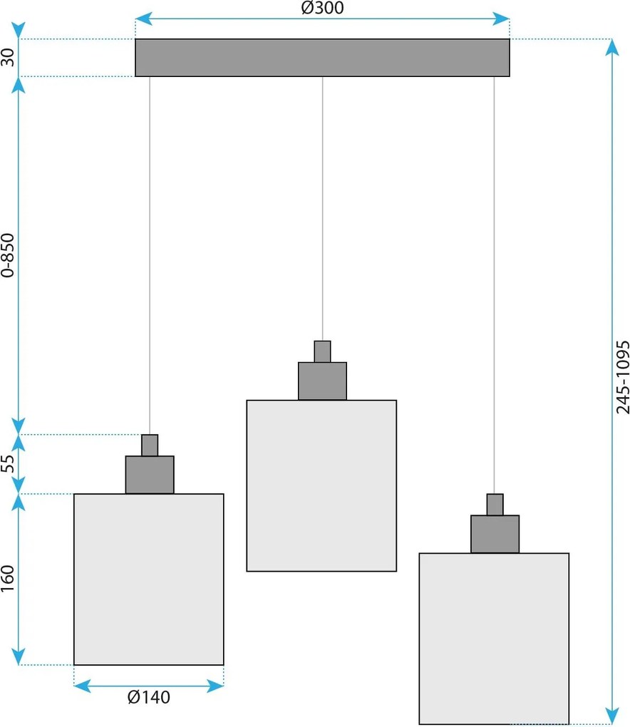 Toolight Toolight, stropné svietdlo 3xE27, APP1820-3CPR, čierna-hnedá, OSW-00621