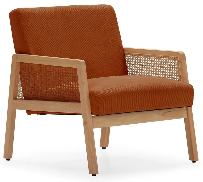 Menčestrové kreslo s výpletom v tehlovej farbe Debra – Marckeric