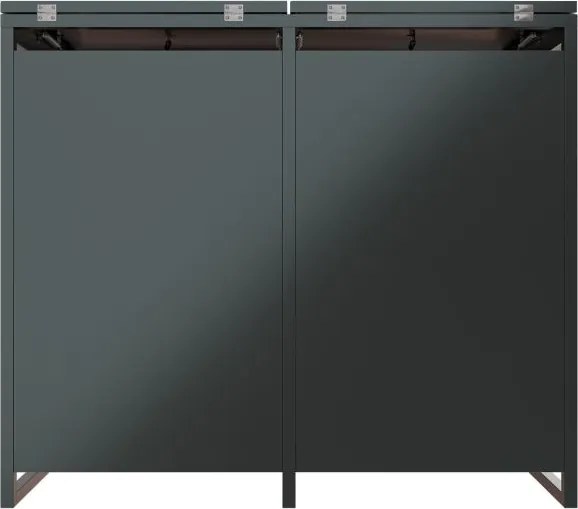 Kovový prístrešok pre 2 popolnice, antracit, 132×116×80 cm