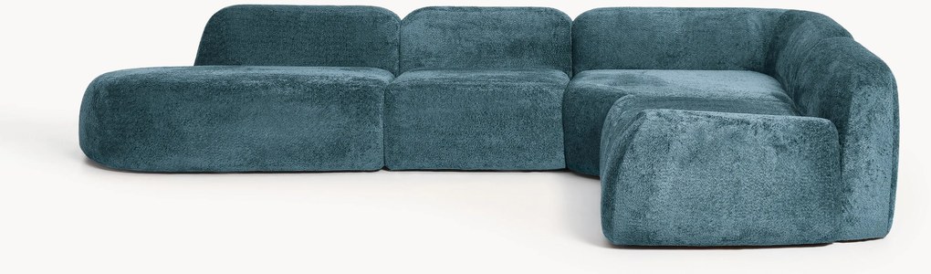 XL modulárna rohová pohovka z plyšového buklé Wolke