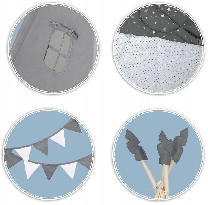 Detský stan Teepee NK-406 NUKIDO 740600 - sivý