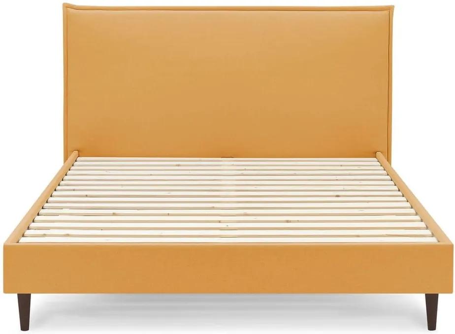 Žltá dvojlôžková posteľ Bobochic Paris Sary Dark, 160 x 200 cm