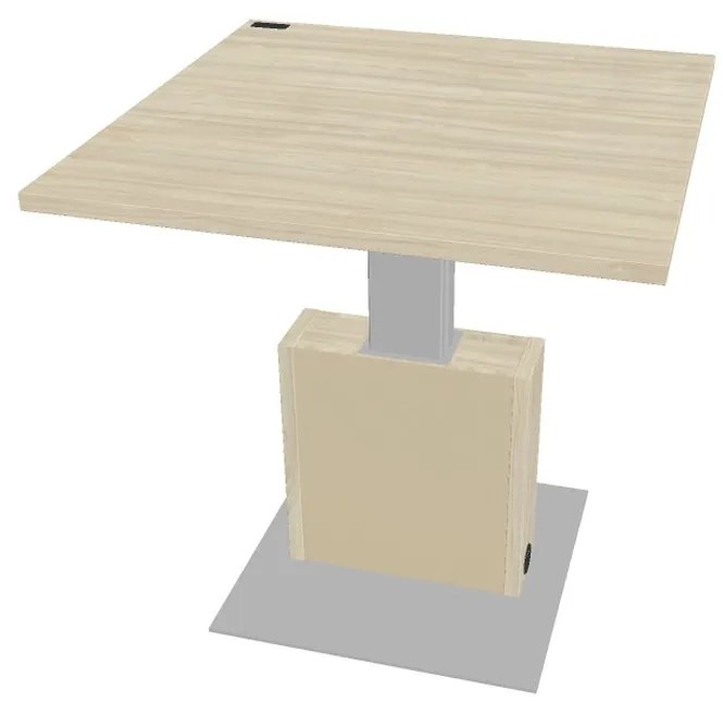 Výškovo nastaviteľný rokovací stôl Verno+ S 120 x 120 cm, agát / vanilka