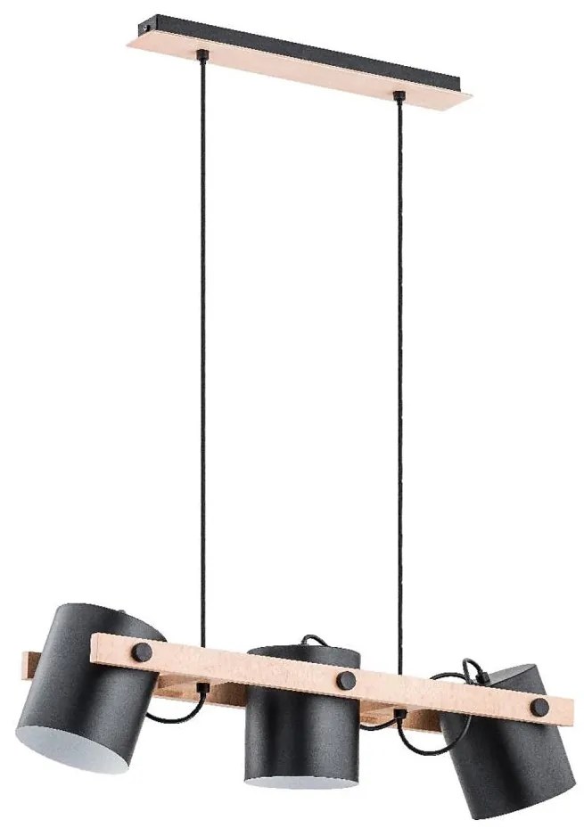 Luster na lanku ARI 3xE27/15W/230V čierna/béžová